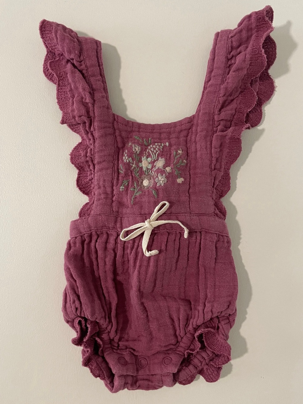 Jamie Kay Plum Floral Embroidered Baby Romper